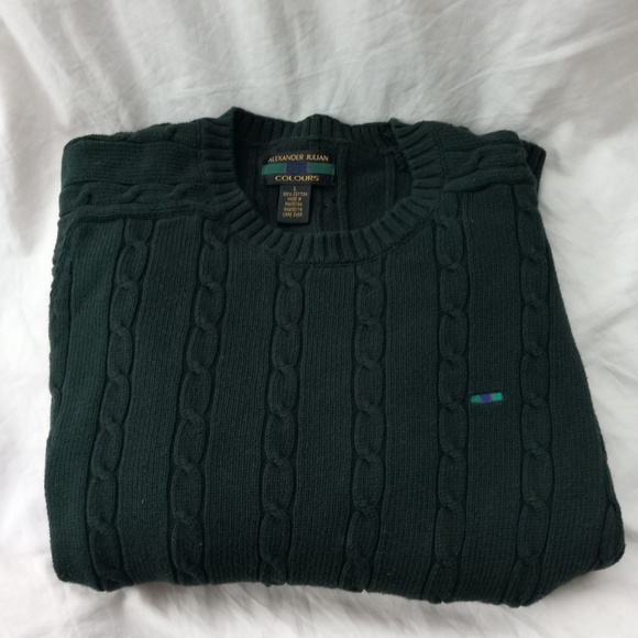 Men's Vintage Colours Alexander Julian Knit Green Sweater Sz L - Picture 2 of 7
